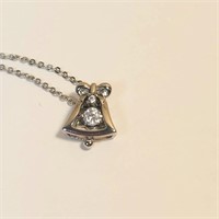 Silver Chain with Dainty Vintage Gemstone Bell KPJ