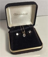 14kt Necklace with CZ & Earrings