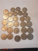 Hong Kong 28 coins Q.Elizabeth FV,$5,$2,$1-CB7a