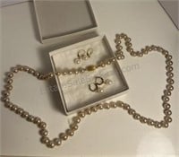 14kt pearl earrings &  Simulated Pearl Necklace