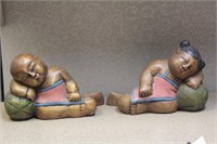 Pair of Wooden Boy-Girl Figurine
