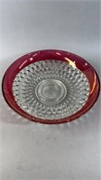 Vintage Indiana Glass Ruby Red Diamond Point Bowl