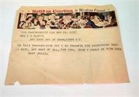 1938 Thanksgiving  WU Telegram Charleston SC