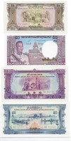 Laos 20,50,50,100 Kip 1968,3,8,75.est $35.LA7a
