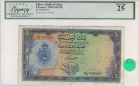 Libya one pound 1963,Graded 25 VF.worth$190.LY1C