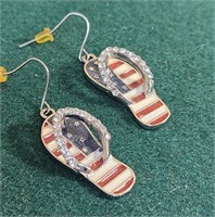 Vintage USA Flip Flop Bling Earrings