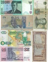 Lot of 8 World paper Money,Brasil,Lebanon &more.W2