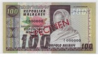 Madagascar 100 Francs Ariary Specimen(1974).MD5B