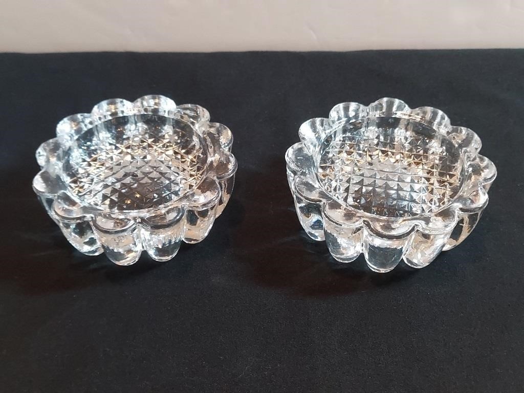 2pc Vintage French Glass Table Risers