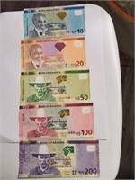 Namibia set 5 UNC $10,20.50,100&200 Dollars.NA1