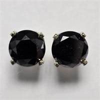 $2400 14K  2.8Ct Natural Black Diamond Earrings