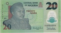 Nigeria 20 Naira REPLACEMENT prefix DZ.FN19