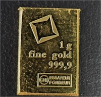 1G Fine Gold 999.9 Bar