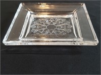 5" Clear Tiara Pattern Square Sides Plate