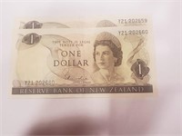 Queen Elizabeth $1x2consecutive SN,NEW ZEALAND,B11