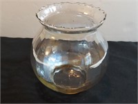 Basin Vase Spheroid Flared Rim Iridescent Clear