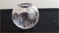 Hand Blown Spherical Wheel Cut Crystal Vase