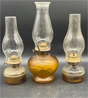 3 ANTIQUE OIL LAMPS