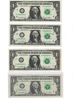 US $1 FRN Fancy SN x4 Different Districts.F48