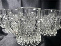Indiana Glass Diamond Point Mug Set