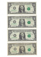 US $1FRN Fancy SN x4 Different Districts.F54