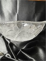 1940s Frosted Oblong Glass Serving Bowl