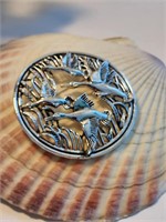 Large Silver Duck Goose Brooch Pin