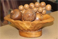 Wooden Fruit Bowl and Fruits