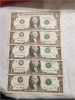 USA $1 STAR X5 DIFFERENT CITIES SN including111.R4