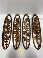 Gold Burwood Hollywood Regency Floral Wall Plaques