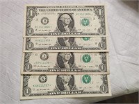 USA $1STAR X4 DIFFERENT CITIES SN including111.R1