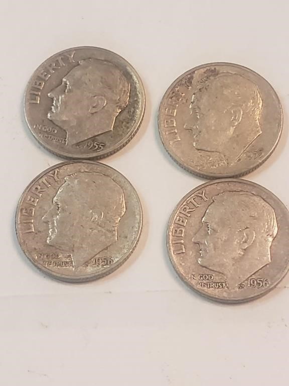 USA silver Dime Roosevelt x4 different.M51H