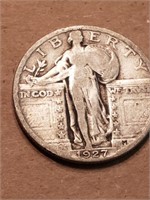 USA Standing Liberty SILVER Quarter 1927. CB6c