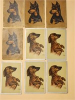 Vintage Playing Cards Dogs Signed x 9 Cards.Z4c5