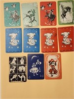Vtg 11 Small Playing Cards Dogs,Horse Cowboy.Z4c8