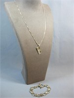 Sterling Tested Bracelet & I Love Vegas Necklace