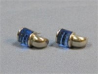 C. Pollack S.S. Blue Glass Post Earrings