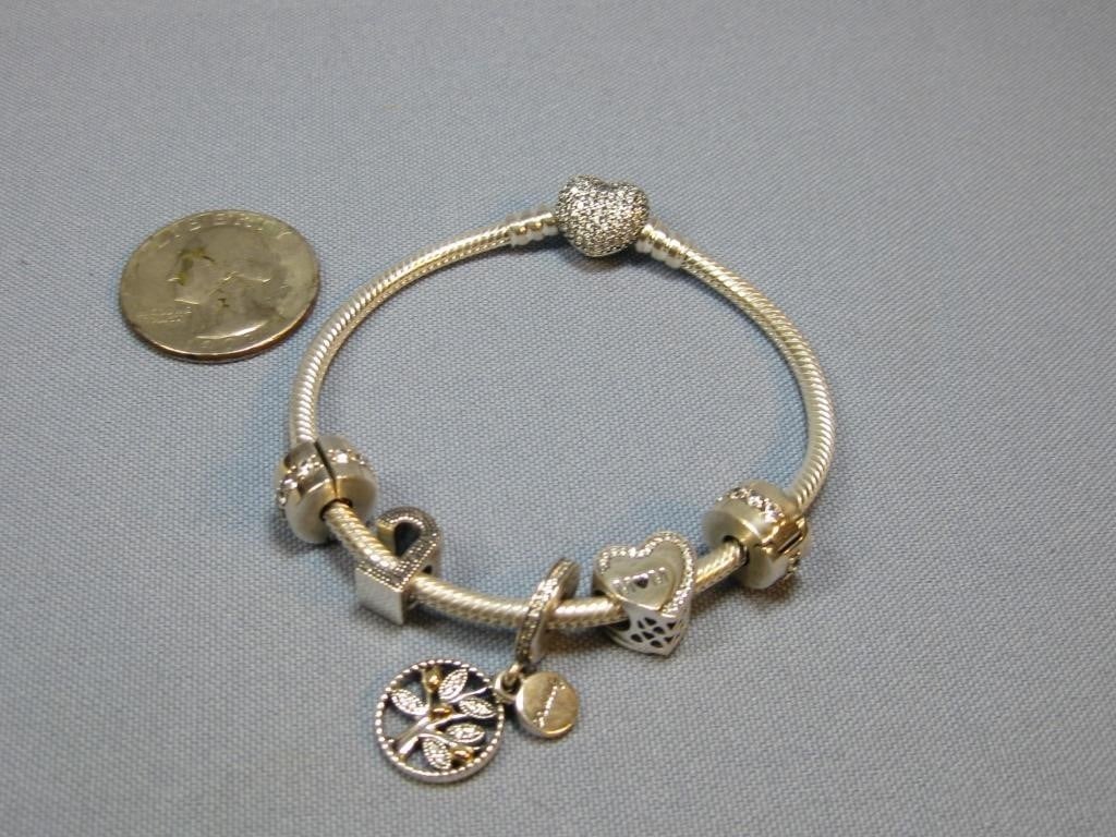 .925 .585 CZ Pandora Family Tree Charm Bracelet