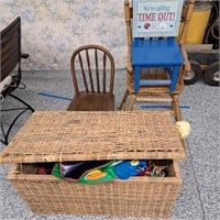 Wicker Toy Chest, Schylling Accordion,Toys, Chairs