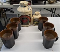 Royal Norfolk Ironstone Coffee Mugs, Canister Set