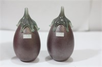 Lot of 2 Signed Gozo Glass Eggplants