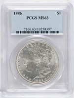 1886 US MORGAN SILVER $1 DOLLAR COIN