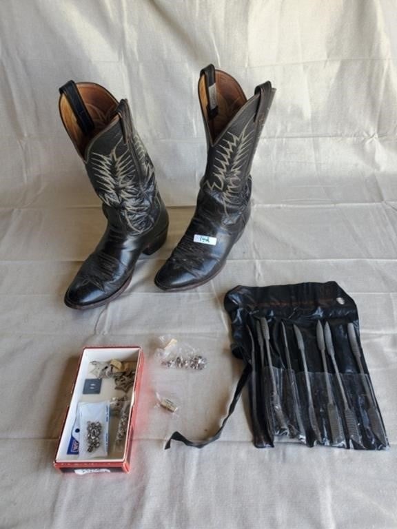 Leather boots, Rifle Rasp set, Metal embellishmens