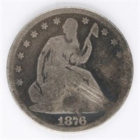 1876 US SEATED LIBERTY SILVER HALF DOLLAR