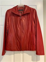 Women's Red Leather Jacket - M