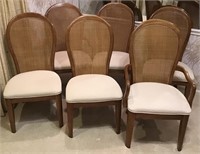 VINTAGE WOOD CANE BACK DINING CHAIRS