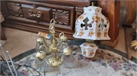 Vtg Ceramic & brass hanging lights