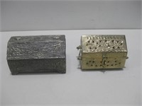 Two Brass Jewelry Boxes Largest 4.25"x 6.25"x 4"