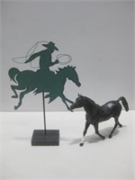 18" Metal Horse Decor & Plastic Horse Toy