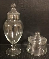 2 GLASS LIDDED CANDY DISHES